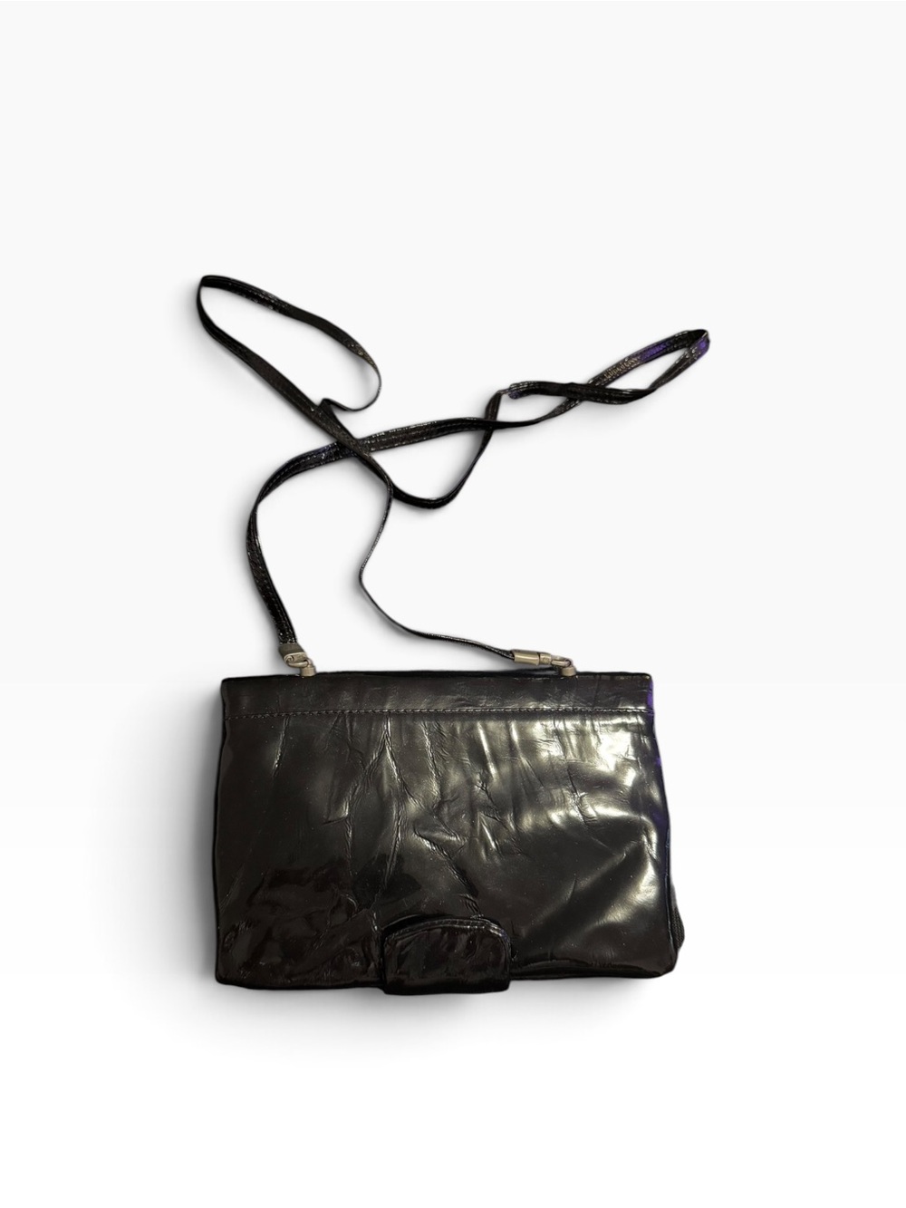 Renato Angi vintage authentic black leather crossbody bag with adjustable straps - Picture 3 of 4